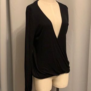 INC black long sleeve V neck shirt Size M